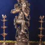 Exquisite Handcrafted Large Lord Krishna Brass Sculpture - 43" Height